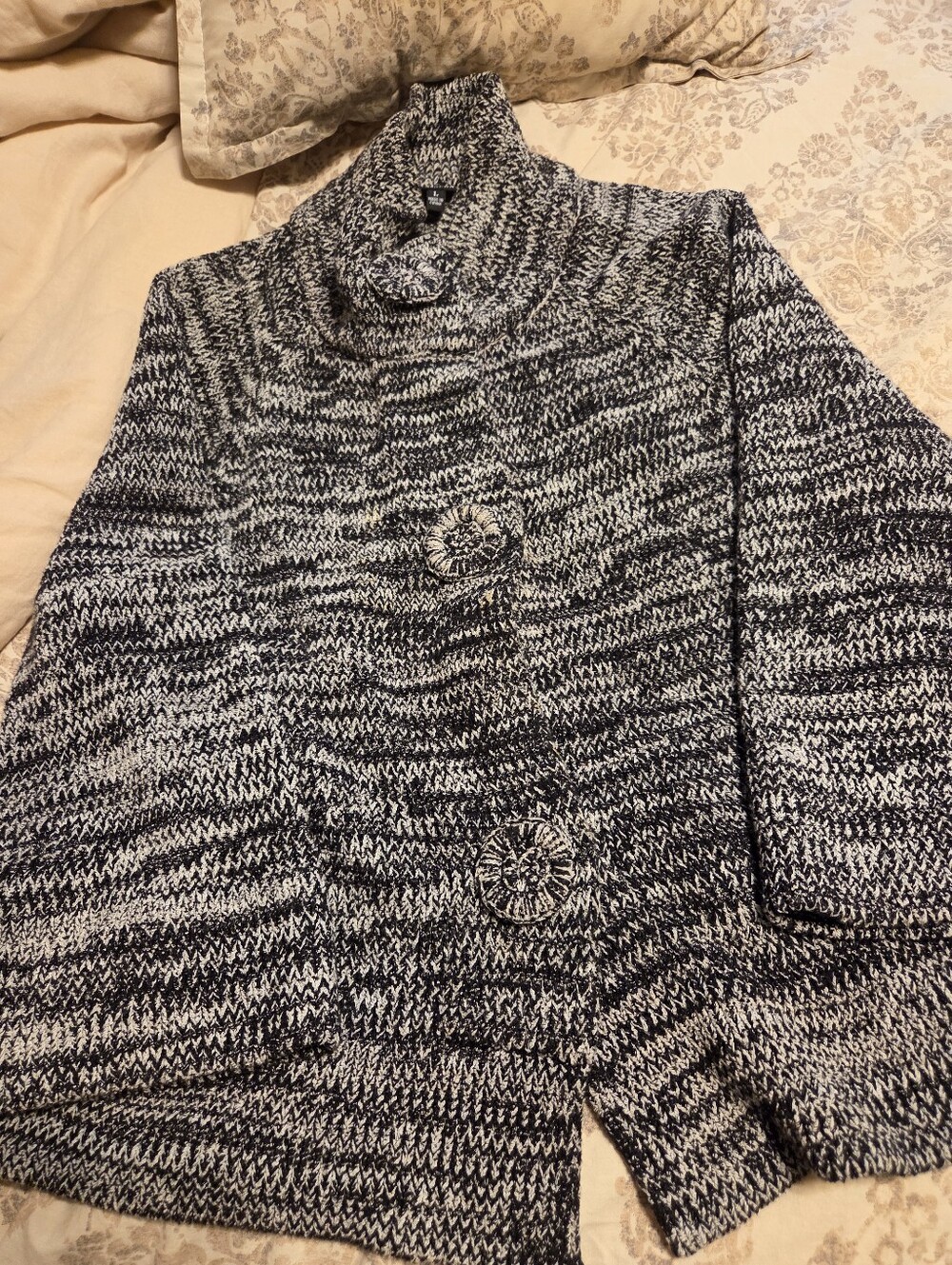 Rafaella Womens Marled Black & White Knit Sweater Large Excellent